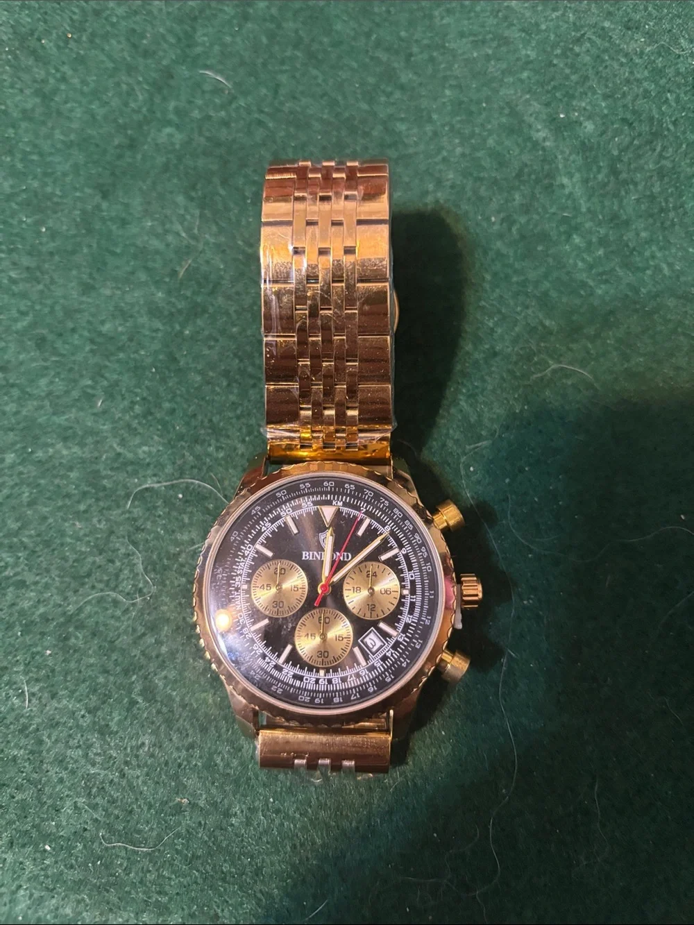 Binbond Gold Men's Chronograph Sports Watch - Black Dial